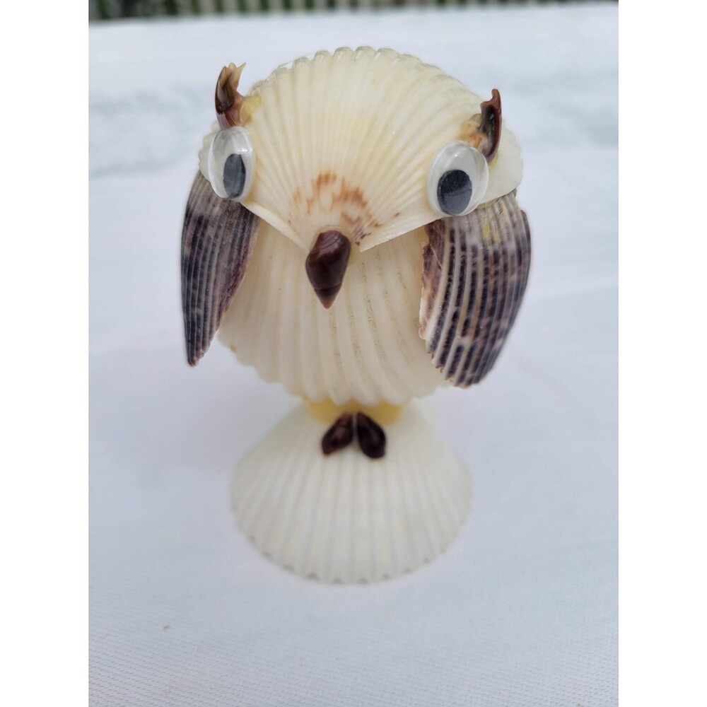 Shell Owl Figurine Shelf Sitter Boho Beach Nature Vibes
